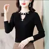 Camiseta de terciopelo acanalado, nuevo modelo 2025, manga larga, capa base cálida de otoño ajustada, top de moda con cuello redondo, sexy y hueco