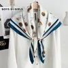 Nuevo Pañuelo Cuadrado Grande de 90 cm, Elegante Pañuelo de Seda Sarga para Mujer, Bufanda Chal de Moda para Primavera y Otoño para Decoración