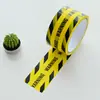 Fita de aviso com logo de marcação de decoração, cor de fundo amarelo, letras pretas, rolo grande, largura 4,8 cm, comprimento 25 metros