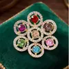 Broche de Corona Redonda con Diamantes de Colores Microincrustados, Creativo y Único, para Mujer, Se Fija en Abrigos y Trajes, Accesorio de Broche de Flor