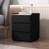 No requiere instalación, simple, moderno, todo madera maciza, tablero de roca, elevado 60 cm, mesita de noche de tres niveles, completamente ensamblado, de pie, lujo ligero, estilo crema