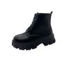 Botas Curtas para Mulheres 2024 Verão Novo Cor Pura Renda 35-42 Tamanho Grande Botas Pretas Botas de Couro Femininas da Moda