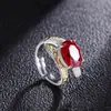 Anillo europeo y americano al por mayor color tesoro rojo esmeralda simulación femenino anillo chapado diamante anillo para damas principal 10*12