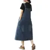Vestido de Peto de Mezclilla para Mujer, Nuevo Estilo Verano 2026, Corte Holgado, Tallas Grandes, Versión Coreana, Rejuvenecedor, Adelgazante, Vestido Camisola Versátil