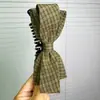 Pinza de plátano con lazo de tela a cuadros estilo coreano, pinza vertical de alta gama y exquisita para peinado semirecogido de mujer, accesorio para el cabello