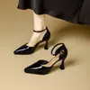[Procesamiento Personalizado] Zapatos de Tacón Alto con Plataforma Impermeables Cómodos para los Pies, Sandalias de Tacón de Aguja con Punta Fina de Charol Estilo Francés con una Sola Tira y Punta Cerrada