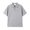 Camisa polo casual de manga curta com contas de cor sólida 230g, nova primavera e verão, camiseta com lapela grossa, top solto para casais