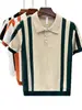 Nova Camisa Polo Masculina de Tricô de Verão Manga Curta Seda de Gelo Gola Reversível Slim Fit Camiseta de Negócios Atacado Transfronteiriço