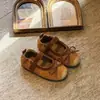 Zapatos de Princesa para Niñas 2026 Otoño Nuevo Estilo Bosque Vintage Moño Piel Ante Poco Profundos Zapatos para Niños Suela Suave