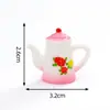 Taza de Té Cerámica Impresa Retro Nostálgica Tetera Juguete de Comida Casa de Muñecas Accesorios de Decoración DIY Adornos en Miniatura