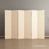 Divisória de Tela Cinza Cimento Cor Sólida Branco Bege Estilo Chinês para Sala de Estar, Divisor de Escritório Dobrável Móvel, Parede de Fundo com Tela Dobrável