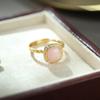 Anel S925 Prata Esterlina Banhado a Ouro Inlaid Powder Aobao Doce Exquisito e Exquisito Moda Fresca e Refinada Joias Populares Femininas