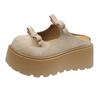 Zapatillas de Media Punta Gruesas de Cuero Genuino Baotou para Uso Exterior de Mujer 2025 Nuevo Estilo Ins Zapatos de Plataforma Versátiles Zapatos Perezosos Burkenneth para Aumentar la Altura para Mujer