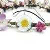 Daisy Time Joyería de Vidrio con Piedras Preciosas Flor Real Planta Collar Colgante Estilo Bosque de Crisantemos y Girasoles Secos 30m
