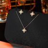 Juego de collar y aretes de trébol de cuatro hojas de aguja de plata Widney con diamantes completos, aretes de alta gama, cadena de clavícula de lujo ligero para mujer