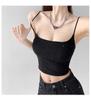 Chaleco de Lentejuelas con Diamantes de Imitación Estilo Francés Tirantes Hermosa Espalda Sexy Hottie Corto Sin Mangas Puro Deseo Look Adelgazante Top