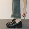 Versión de Piel de Vaca~Mocasines de Suela Gruesa Camelia para Mujer 2026 Nuevos Zapatos Individuales de Cuero Genuino Tacón Grueso Británico Zapatos Pequeños de Cuero