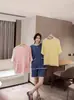 Conjunto de Shorts Finos de Manga Curta em Modal Feminino Verão Roupa de Casa Solto Gola Redonda Tamanho Grande Peça Externa Casual Conjunto de Duas Peças