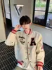 Chaqueta de Béisbol Retro Americana Resistente con Bloques de Color y Bordado de Letras para Hombre, Versátil Chaqueta de Pareja para Primavera y Otoño