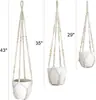 Maceta Colgante Transfronteriza Cesta Colgante Bolsa de Red para Jardinería Cesta Colgante de Cuerda de Algodón Tejida a Mano Bolsa de Red Colgante para Plantas Verdes Sin Borlas