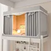 Cortina de cama para dormitorio estudiantil de alta sombra con mosquitero para litera superior con tienda cuadrada de carpa con cremallera inferior retráctil de 3 puertas