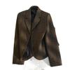 Traje de Lana Color Café NUNBAI Chaqueta de Espiga Otoño Nuevo Diseño Retro Traje Casual Elegante Mujer