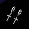 Brincos de argola com cruz de diamante de personalidade simples europeus e americanos para homens e mulheres versão coreana do Coringa fivela de orelha da moda joia de orelha atacado