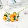 Flores Artificiales Estilo Europeo Simulación 3 Cabezas Ranúnculo Decoración Hogar Boda Flores de Seda Rosa Occidental Adorno Flor Peonía Simulación