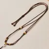 Colgante Sencillo para el Cuello Cordón de Cuero Encerado Cordón de Collar Ajustable Tejido a Mano Colgante de Jade Cordón con Colgante de Ámbar Hombres Mujeres