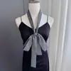 Bufanda de Seda Delgada Larga Estrecha Arrugada de Alta Calidad Huayao, Banda para el Cabello de Mujer Más Larga 188x 4 Bufanda Cinturón Joker Retro Spice Girl