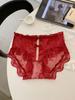 Niebla Sombra de Flor ~ Bragas de Encaje Sexy de Cintura Media-Alta para Mujer Pura Pasión Morado Transpirables Algodón Cubre Cadera Briefs para Mujer