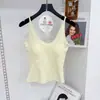 Camisole de Algodão Canelado Costas Nuas Cruzadas com Bojos de Látex Fixos, Regata Interna Justa e Valorizadora