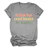 Beber té leer libros Amazon eBay sitio independiente camiseta casual cómoda para mujer cuello redondo manga corta