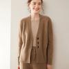 Cardigan de Tricô de Caxemira com Gola V Espessa de Sete Fios Feminino Manga Longa Solto Versátil Jaqueta Moderna Outono e Inverno Novo