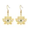 Aretes Transfronterizos Europeos y Americanos de Acero de Titanio Cortado con Cruz Estilo Bohemio Colgante de Diamante Loto Ojo Aretes de Acero Inoxidable para Mujer