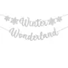 Bandera Tema Nieve y Hielo Copo de Nieve Navideño Boda Baby Shower Fiesta de Cumpleaños Decoración Bandera Flor