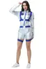Traje de Cosplay de Astronauta Plateado Blanco de Una Pieza Estilo Espacial de Ciencia Ficción, Piloto de Traje Espacial Dorado de la Tierra Errante de Halloween