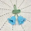2 Pingentes de Flor de Lírio-do-Vale Lã Ins Crochê Chaveiro Finalizado Acessórios de Joia Super Fofo Flor de Orquídea Cordão Crochê
