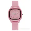 Reloj Cuadrado Estilo Academia Coreana Moda Casual Simple Temperamento para Estudiantes de Secundaria y Preparatoria Color Caramelo Silicona Reloj de Pulsera Pequeño