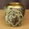 Tetera Kowloon de latón, grande, pequeña, para escritorio de oficina, adornos de cobre puro, artesanías de metal, se venderán como regalo