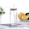 Taza de Agua Ins de Vidrio con Pajilla para Mujer, Vaso de Vidrio Plano Resistente a Altas Temperaturas con Asa, Cuadrado para el Hogar de Alto Borosilicato