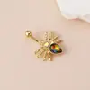 Em estoque vendendo Anel de umbigo paródia de Halloween Aranha incrustada com diamante colorido Prego de umbigo Piercing de moda personalizado Fivela de umbigo