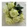 Tecido Escovado 12 Cabeças Seda Dourada Rosa Decoração de Casa Enfeites Flores Artificiais Display de Mesa de Hotel Buquê de Rosas Artificiais