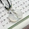 Diretamente do Fabricante: Pingente de Calcedônia Ágata Branca Tipo Gelo, Fivela da Paz Guanyin Maitreya Buda, Colar Amuleto em Forma de Folha Atacado