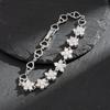 Pulseira Banhada a Ouro Branco com Zircônia AAA de Floco de Neve Pulseira de Cor Mista Doce High-end Diamante Colorido Pétala de Flor Pulseira Vintage