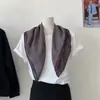 Lenço Quadrado Escovado Ins Retro Estilo Old Money Original Coreano 2025 Impresso Frente e Verso Camadas Versátil Lenço de Pescoço Cinto de Cintura para Mulheres