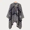 Cachecol/Xale Étnico Retrô Outono/Inverno para Senhoras, Manto Quente com Fenda para Senhoras, Manto de Moda de Rua para Passarela
