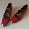Versión de Piel de Vaca~Zapatos de Mujer Estilo Francés con Tacón Grueso, Novedad Primavera 2025 Zapatos Negros de Trabajo, Impresionantes Zapatos Mary Jane de Tacón Bajo