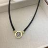 Collar de cuerda de cuero con circonita y moneda antigua de dos colores para mujer, nuevo collar de estilo retro con temperamento personalizado, diseño avanzado de nicho