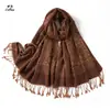 Chal Jacquard de Rayón con Diseño Paisley Grande Vintage, Bufanda Transpirable y Cómoda de Algodón y Lino con Flecos para Mujer